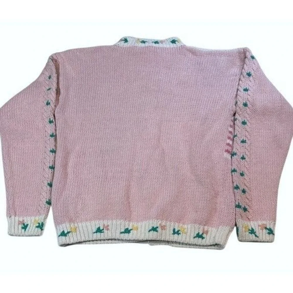 Savannah Cardigan Sweater Soft Pink Easter Kidcore Cute‎ Bunny Girl's  Large 14